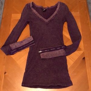 RARE! Free People Zipper Cuff Thermal in Eggplant